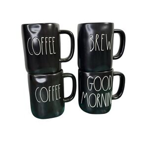 Rae Dunn Set of 4 Black Coffee Mugs